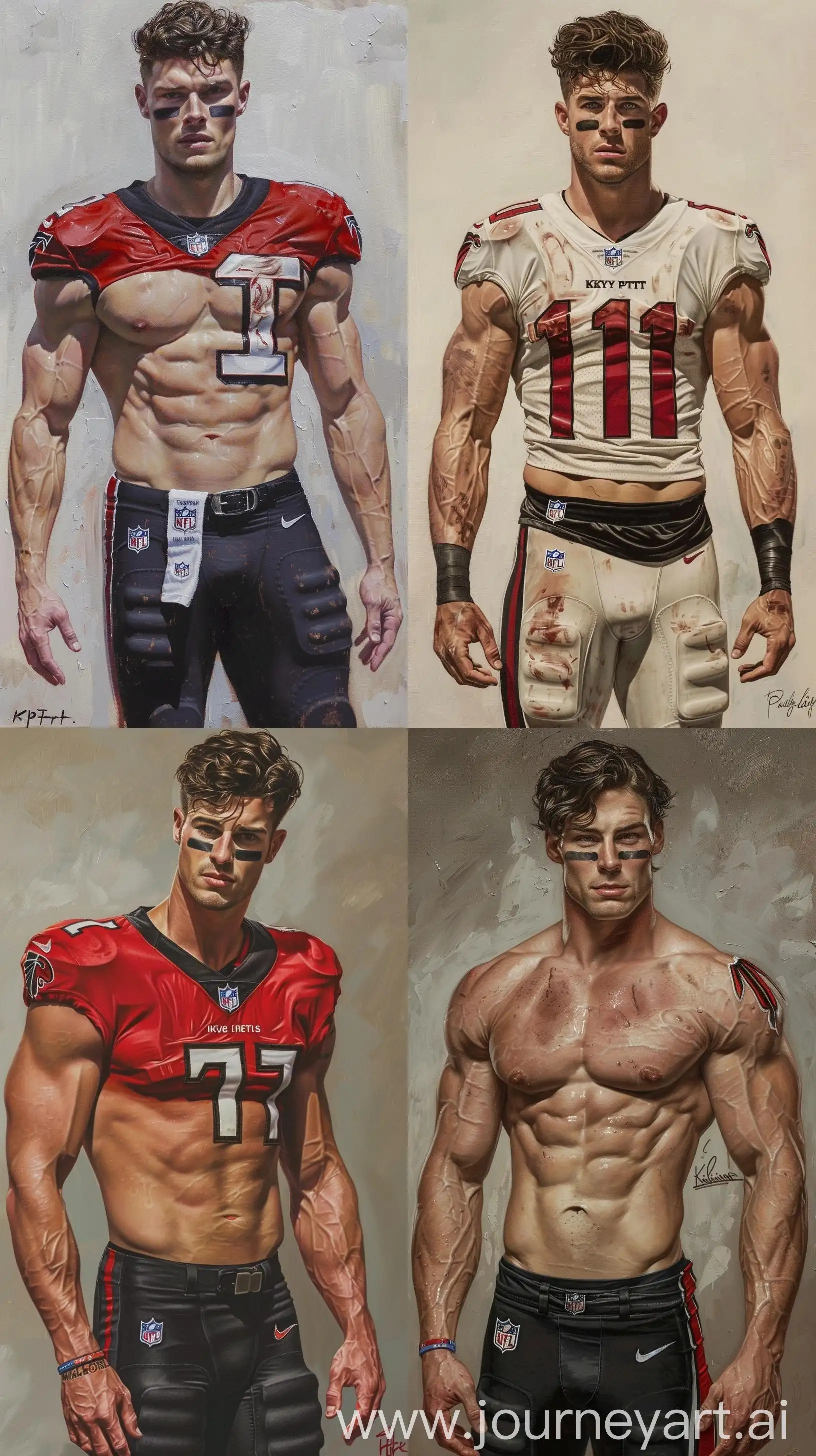 Full-Body-Illustration-of-NFL-Player-Kyle-Pitts-in-Surrealistic-Baroque-Style