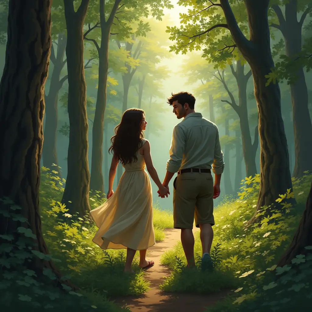 Two lovers in the forest