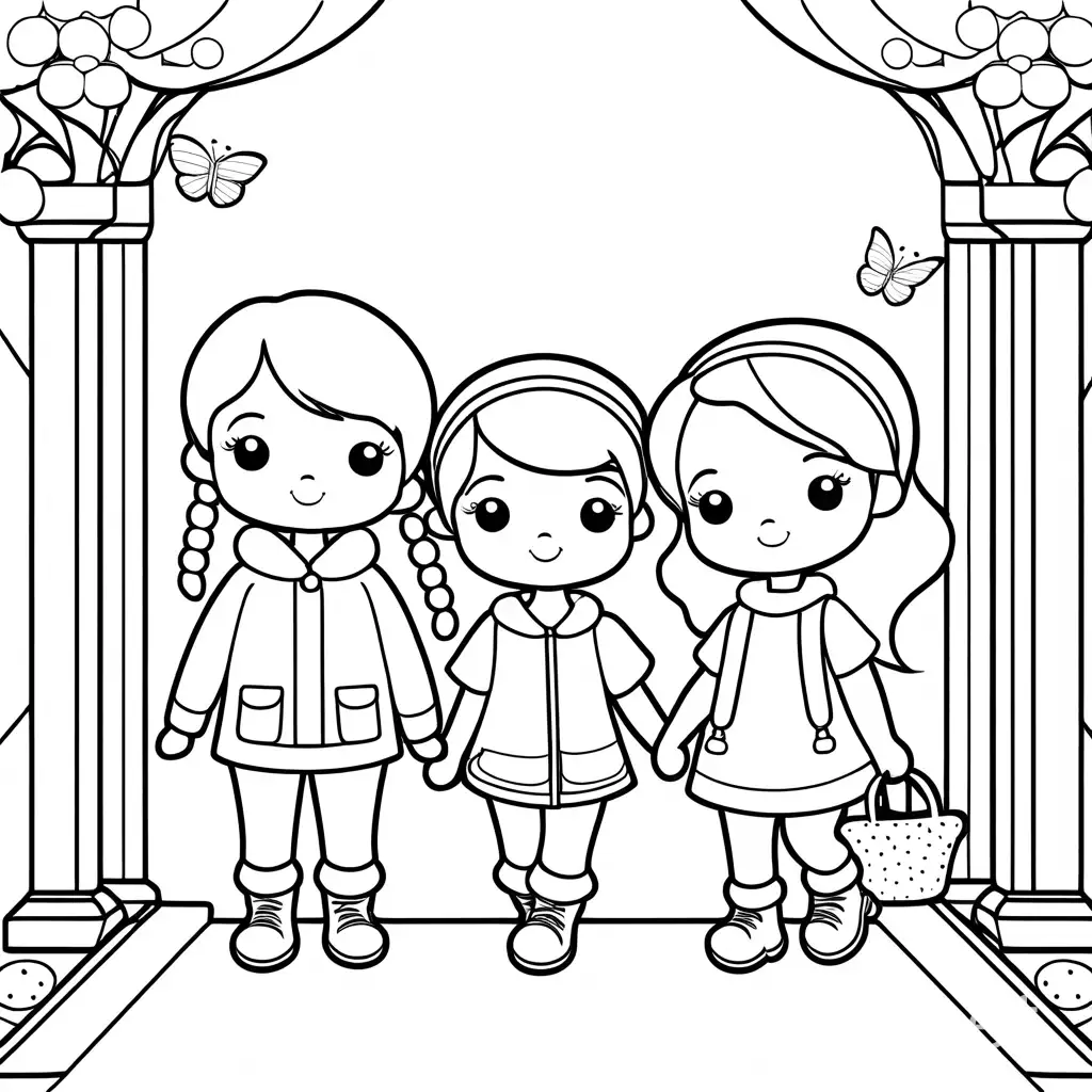 2 bff haging, Coloring Page, black and white, line art, white background, Simplicity, Ample White Space. The background of the coloring page is plain white to make it easy for young children to color within the lines. The outlines of all the subjects are easy to distinguish, making it simple for kids to color without too much difficulty