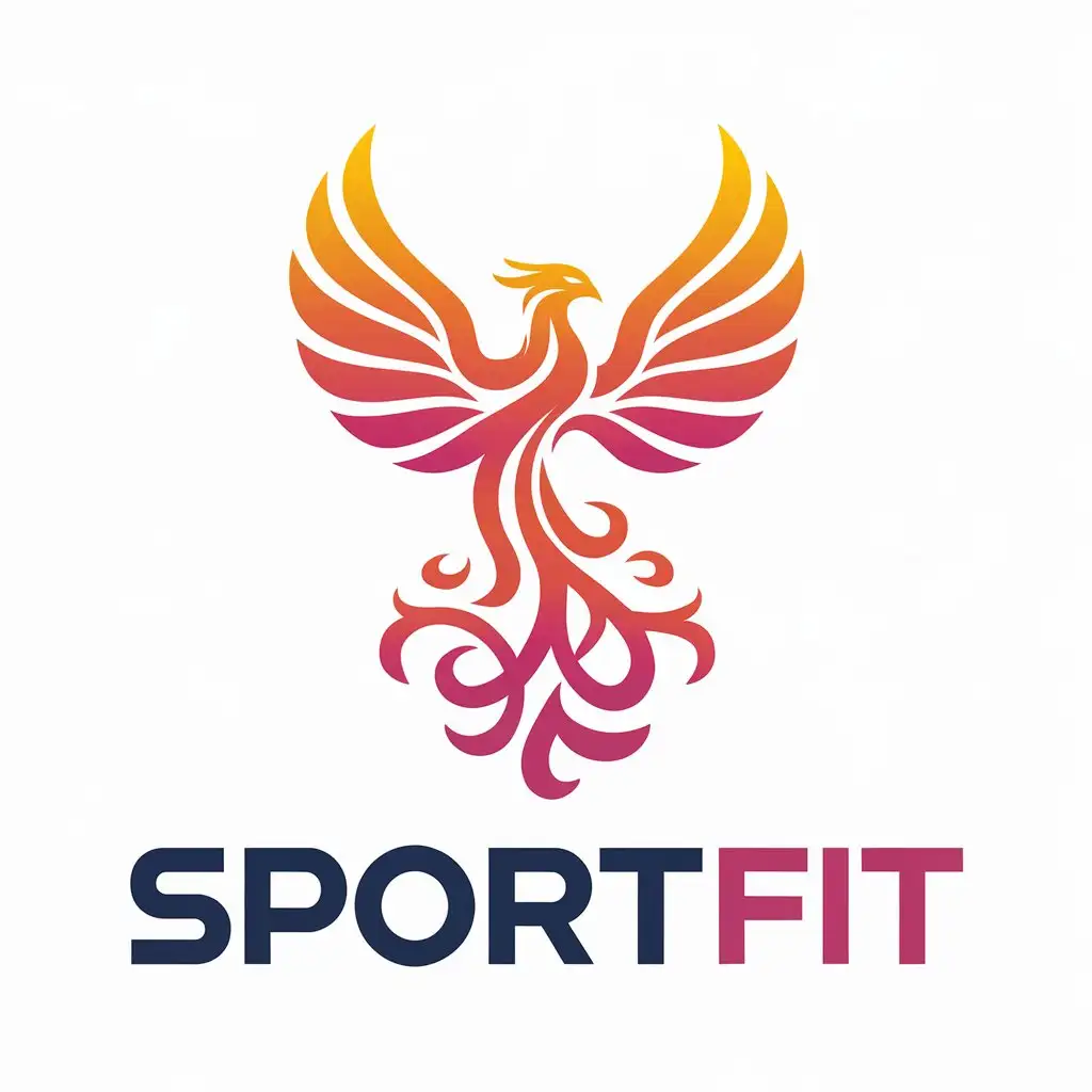 a vector logo design,with the text "SPORTFIT", main symbol:Phoenix,complex,be used in Sports Fitness industry,clear background