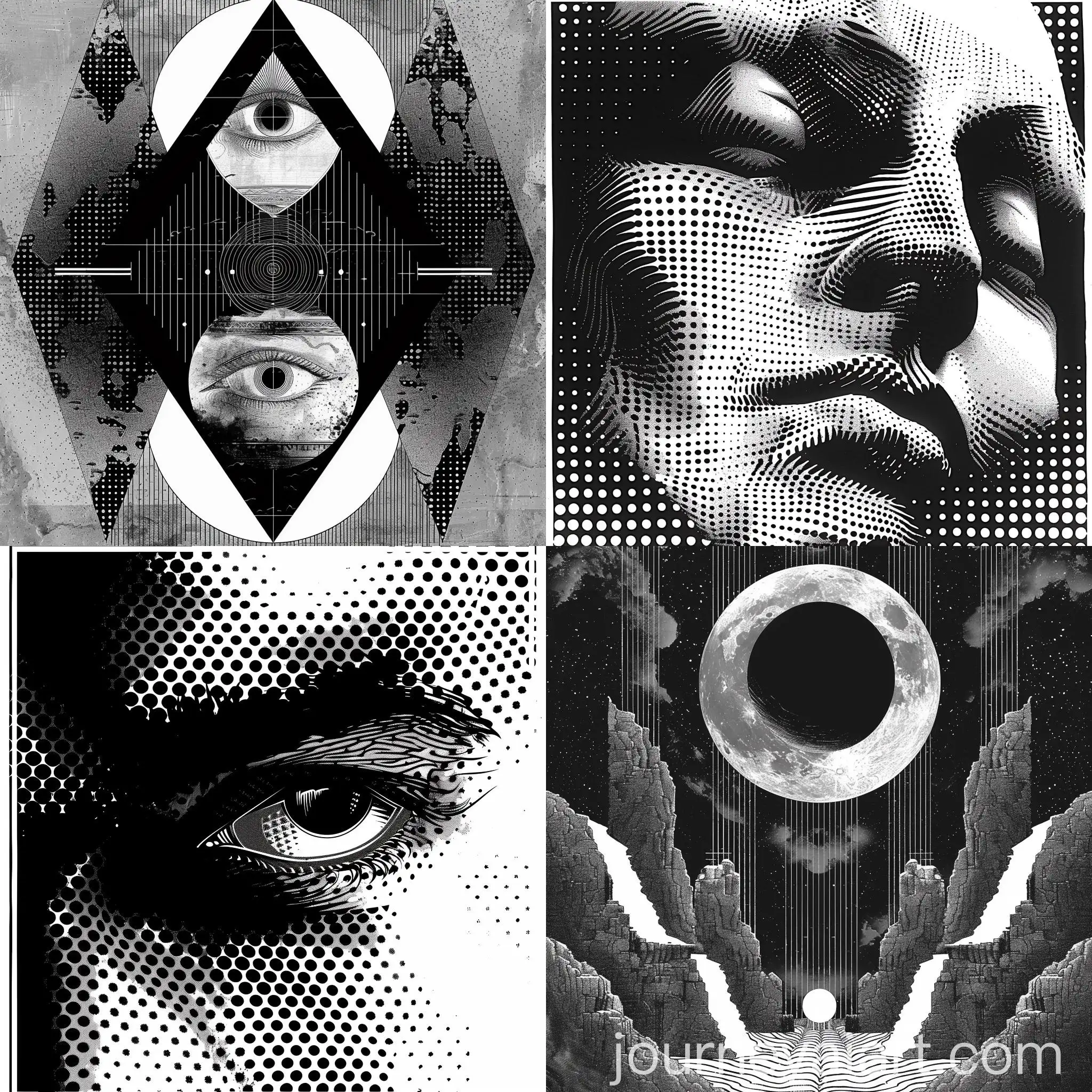 Abstract-Occult-Artworks-in-Halftone-Print-Style