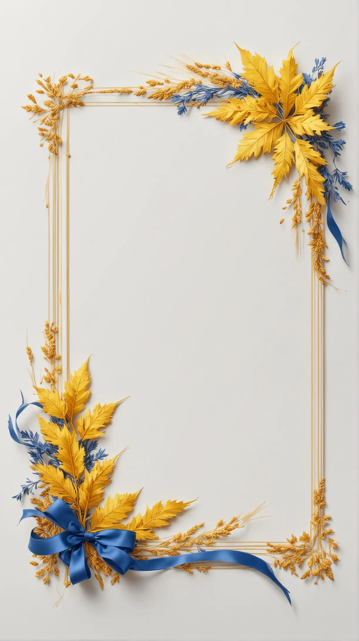 Anime Style Artwork of Elegant Maple Leaves and Wheat Ears with Golden Ribbon