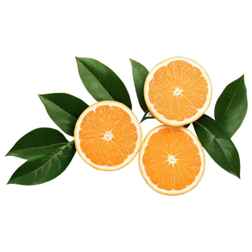 OrangePNG-Image-Usage-Scenarios-Slices-with-Leaves-PNG-High-Quality-Transparent-Image-for-Versatile-Use