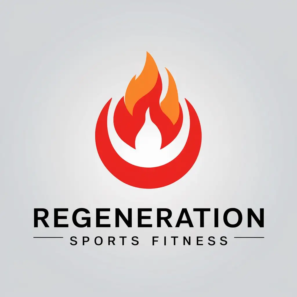 a vector logo design,with the text "Regeneration", main symbol:fire,complex,be used in Sports Fitness industry,clear background