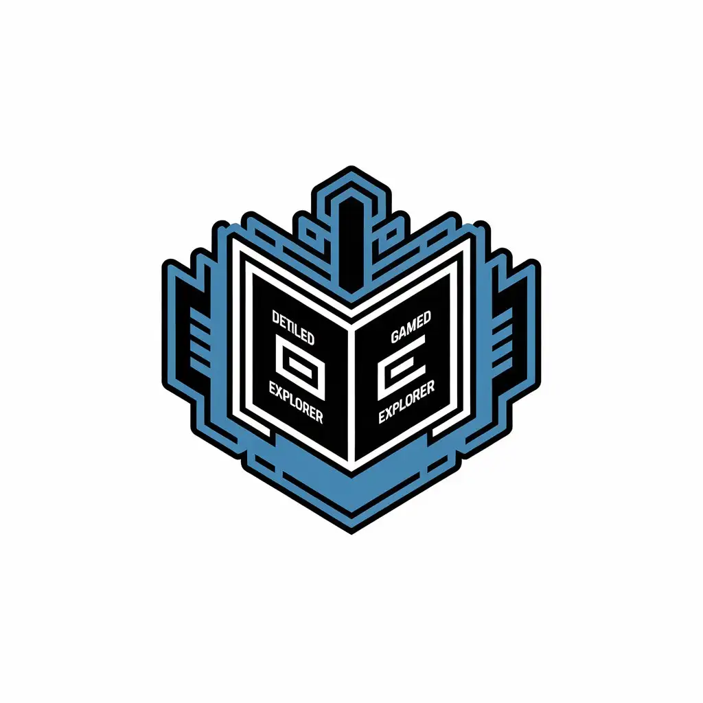 LOGO Design for Detailed Game Explorer Vector Logo Featuring a Book Symbol on a Clear Background