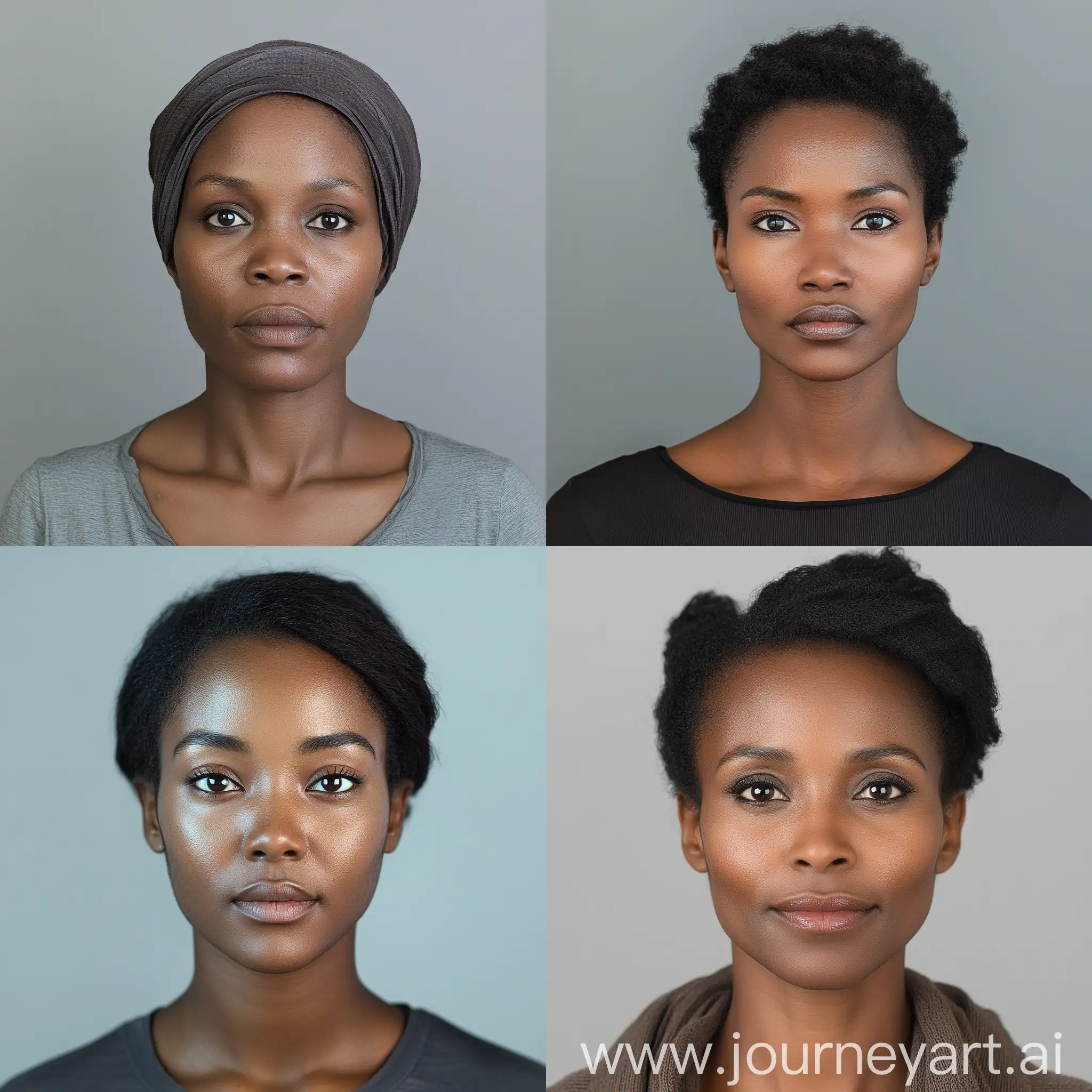 Realistic-Mugshot-Photo-of-a-35YearOld-African-Woman-on-Grey-Background