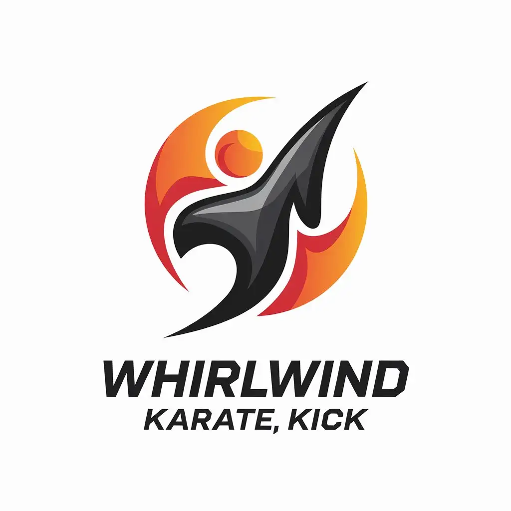 LOGO Design for Whirlwind Karate Kick Symbol with Dynamic Sports Fitness Theme