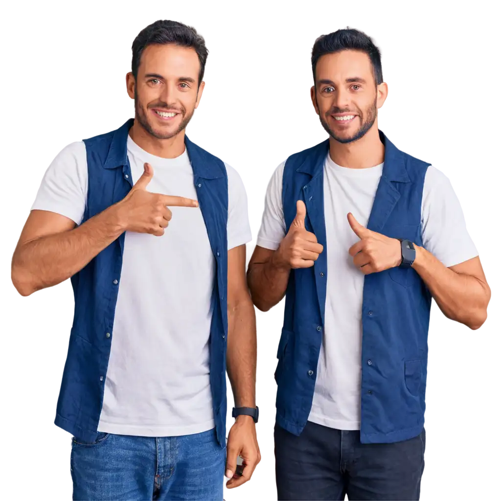 Two-Men-in-White-Shirts-and-Blue-Vests-HighQuality-PNG-Image-for-Versatile-Use