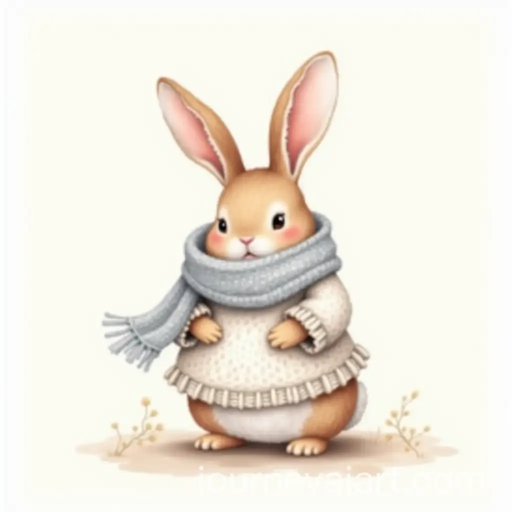 Rabbit-in-a-Knitted-Sweater-and-Scarf-Watercolor-Pastel-Colors