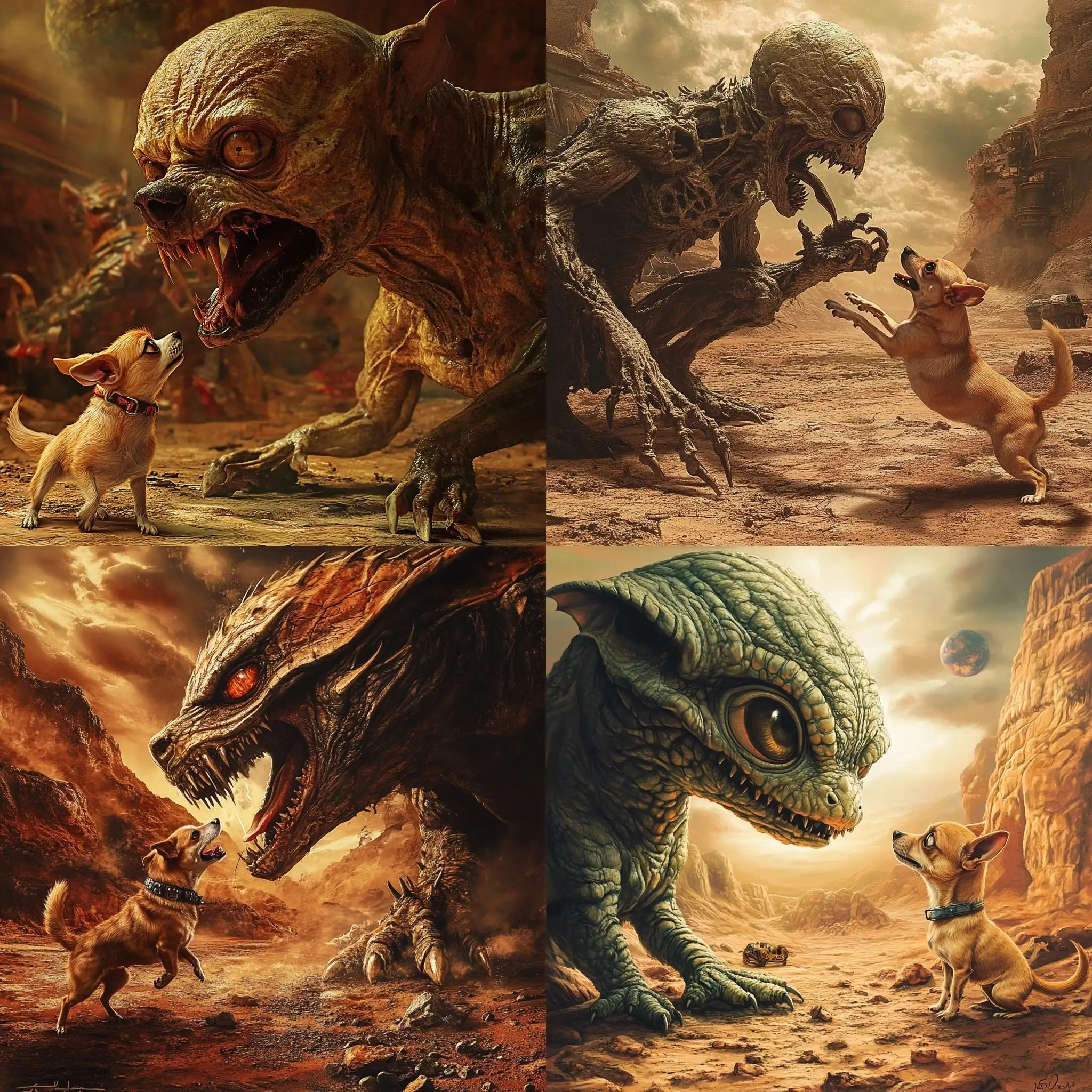 Dystopian-Battle-Reptilian-Humanoid-vs-Fearless-Chihuahua-on-Marslike-Planet