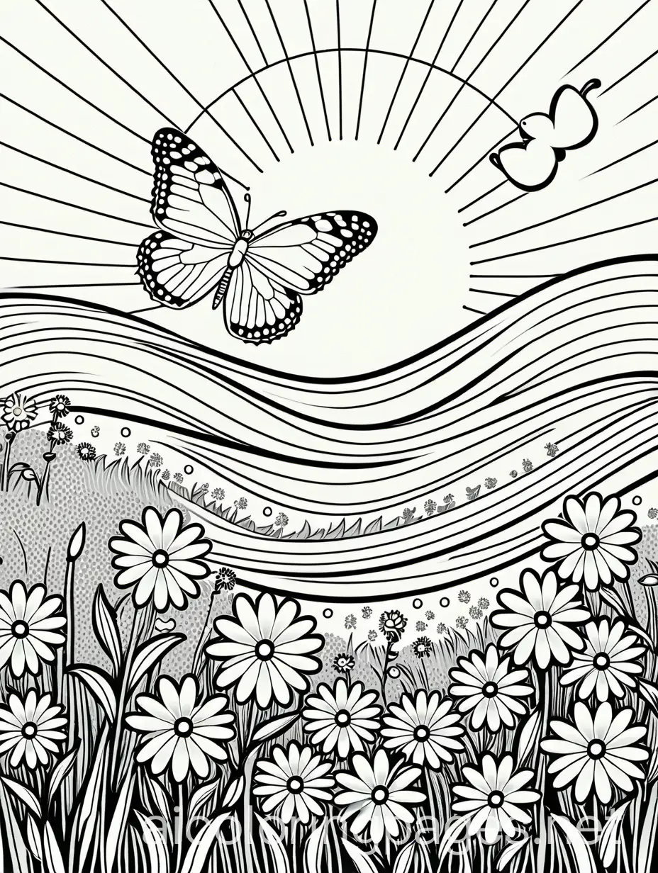 Daisy-Flower-Coloring-Page-with-Butterfly-and-Sun-for-Kids