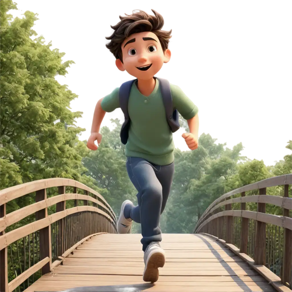 Animated-PNG-Image-of-a-Boy-Running-on-a-TreeCovered-Bridge-A-Dynamic-Visual-for-Diverse-Uses