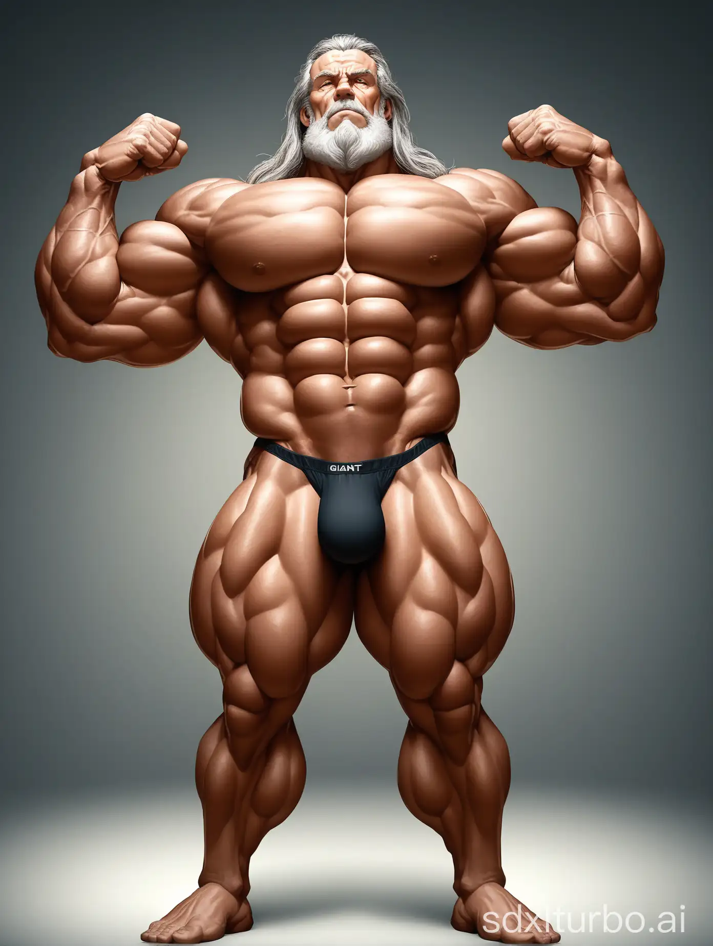 Imposing-Elderly-Giant-Displaying-His-Strength