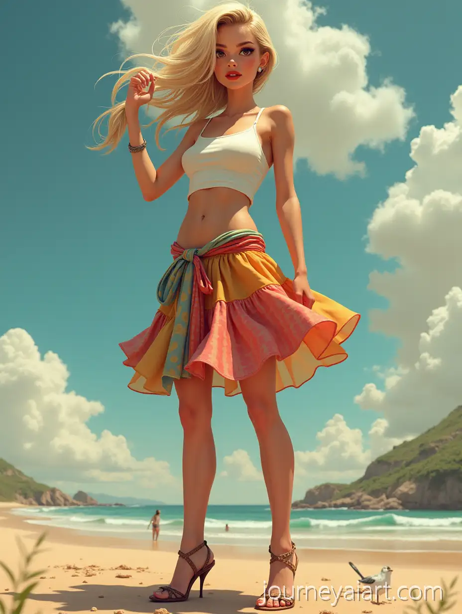 Young-Athletic-Woman-withAthletic-girl-in-summer-outfit-Hydrogen-Blonde-Hair-and-Determined-Expression-in-Summer-Outfit