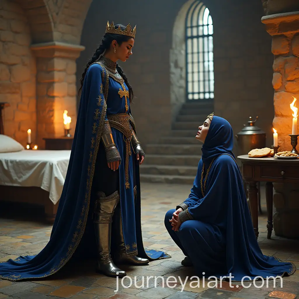 Medieval-Encounter-Knight-and-Kneeling-Prisoner-in-a-Stone-Cell