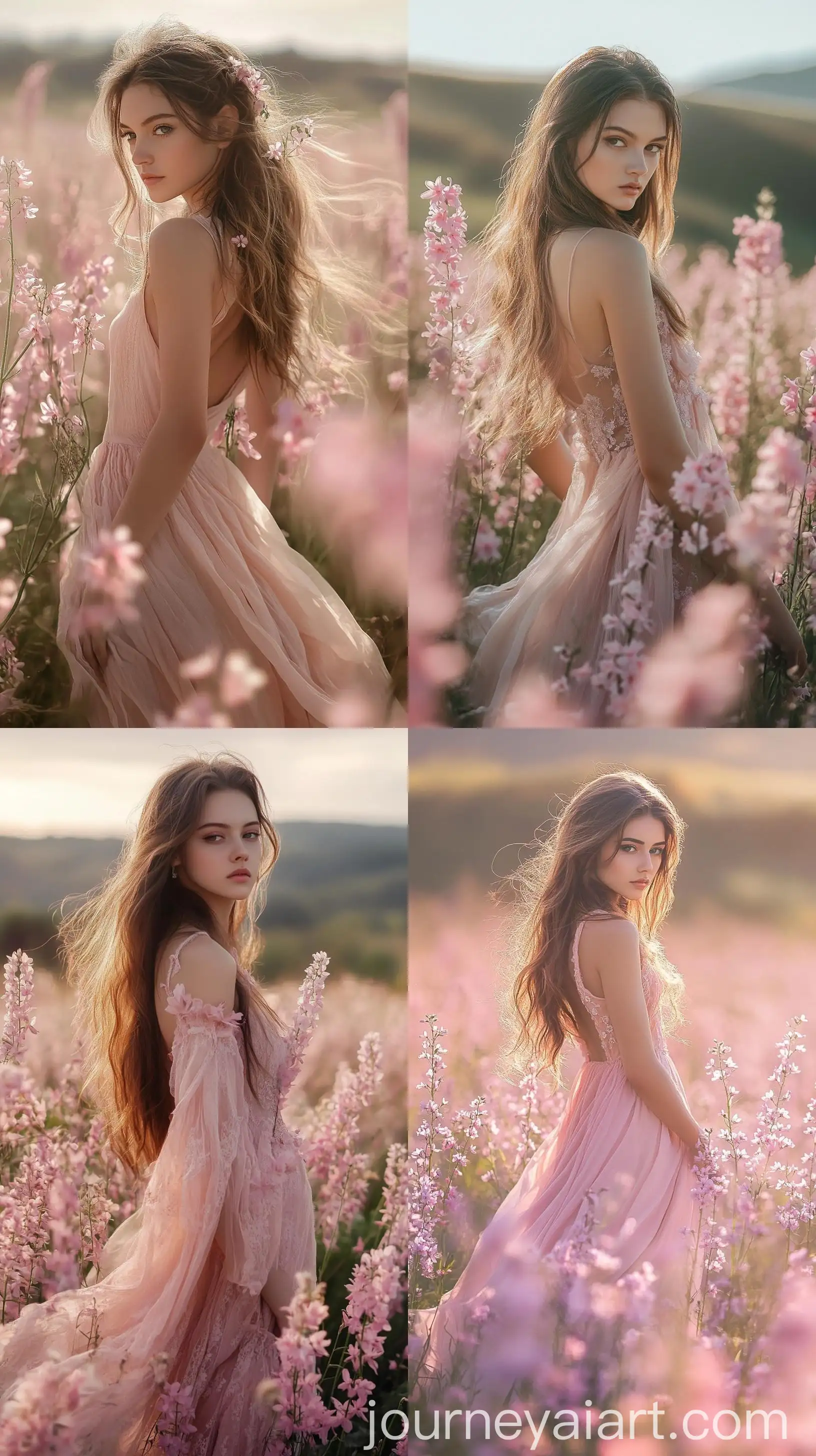 Graceful-Young-Woman-in-Pink-Larkspur-Field-Fantasy-Landscape