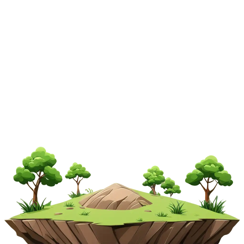 Vibrant-CartoonStyle-PNG-of-an-Island-Rock-with-Small-Trees-and-Green-Grass