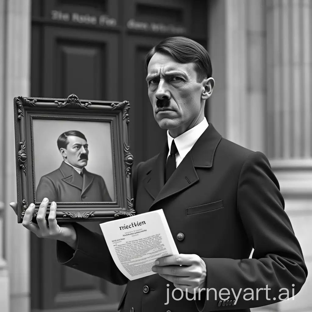 Young-Adolf-Hitler-Holding-a-Rejection-Letter-Outside-the-Vienna-Academy-of-Fine-Arts