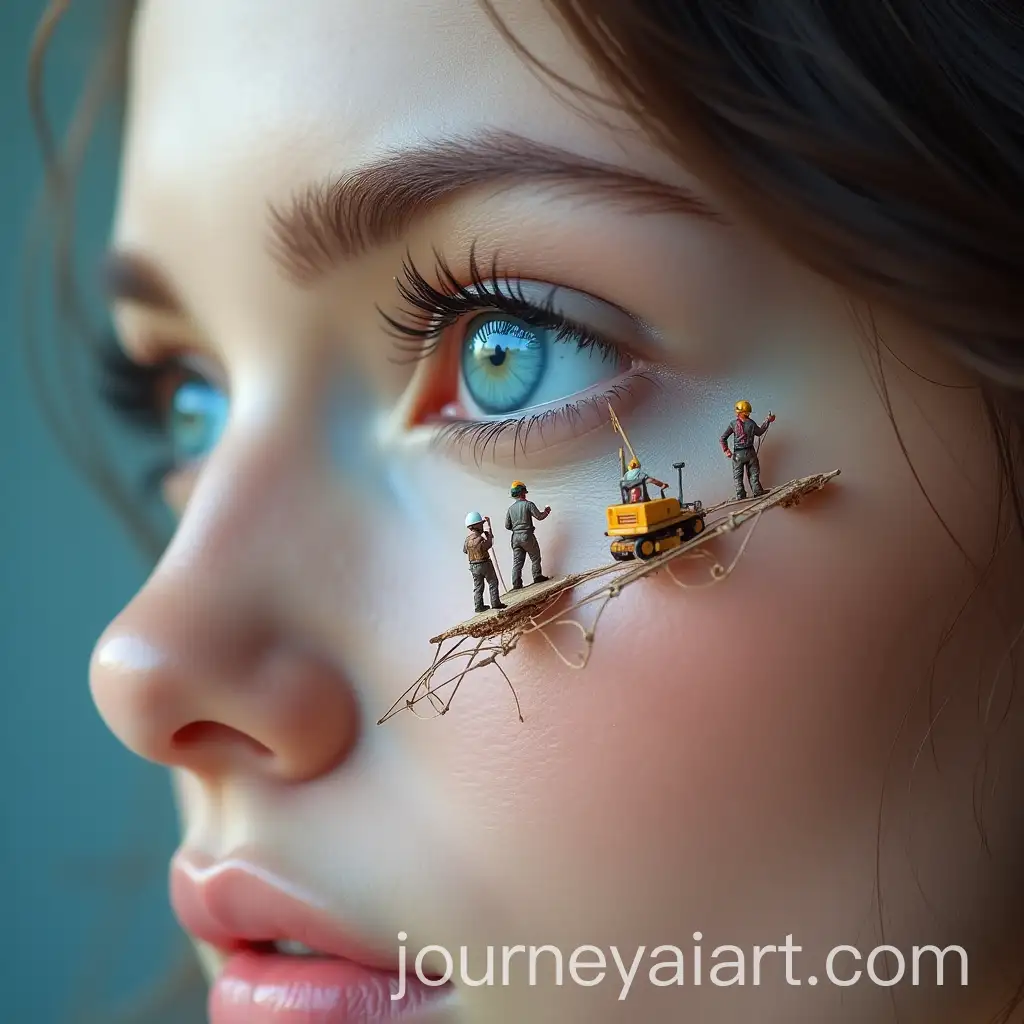 Miniature-Workers-Applying-Makeup-on-a-Delicate-CloseUp-Eye