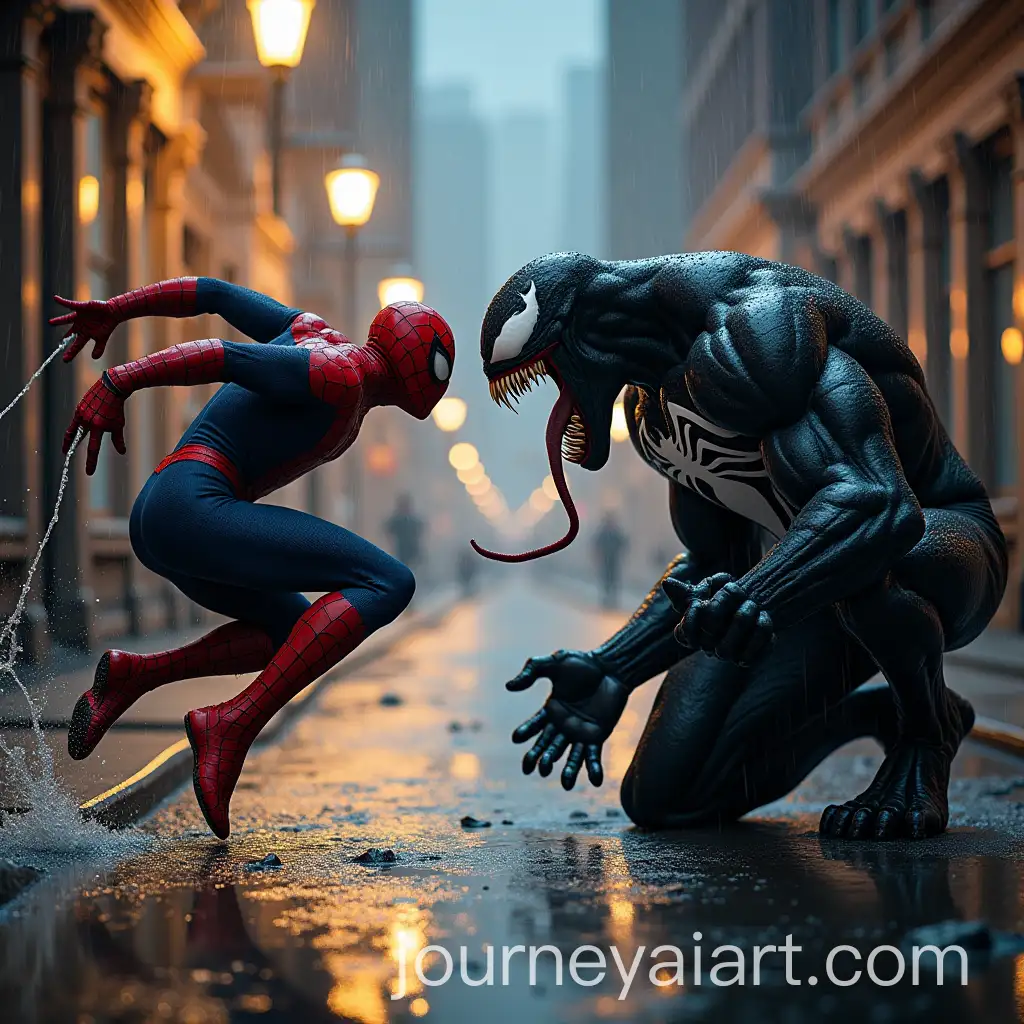 SpiderMan-vs-Venom-in-Epic-Battle-in-Rainy-City-Alley