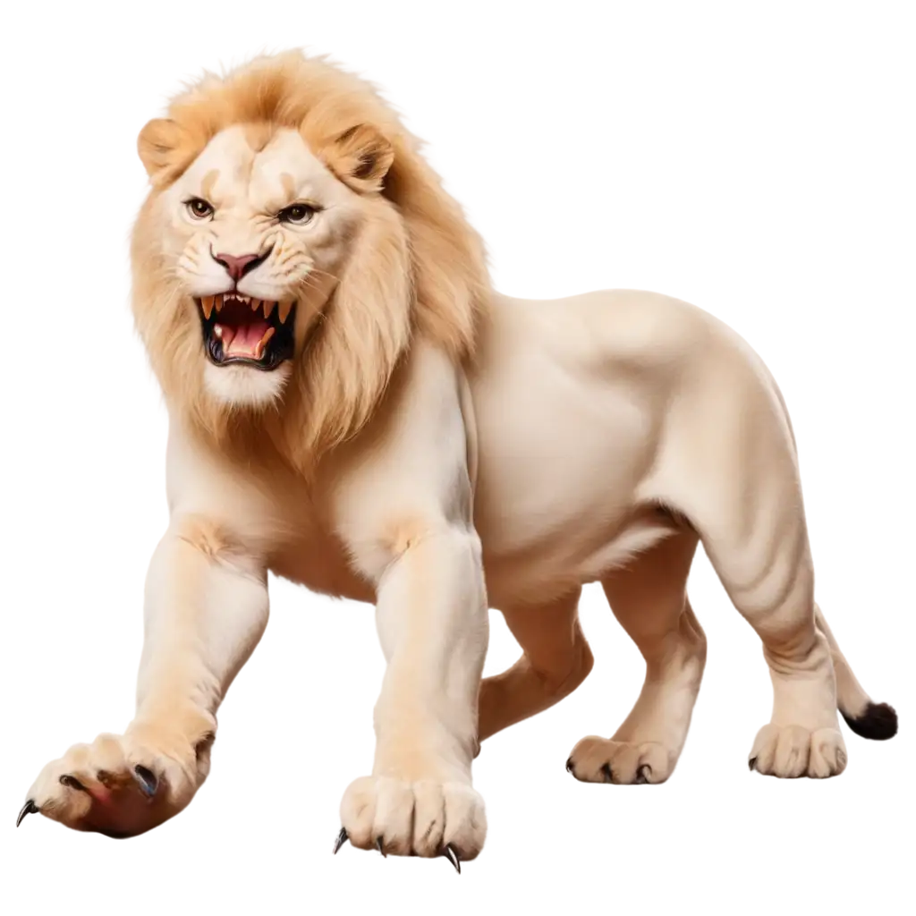 Super-Realistic-Albino-Lion-PNG-Image-Lying-Down-and-Roaring-with-Anger