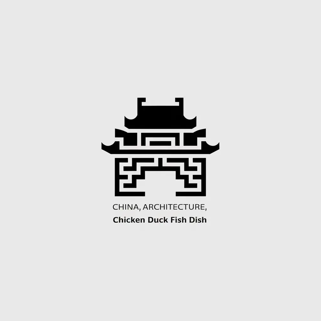 LOGO Design for China Architecture Chicken Duck Fish Dish in Minimalistic Style for Retail Industry