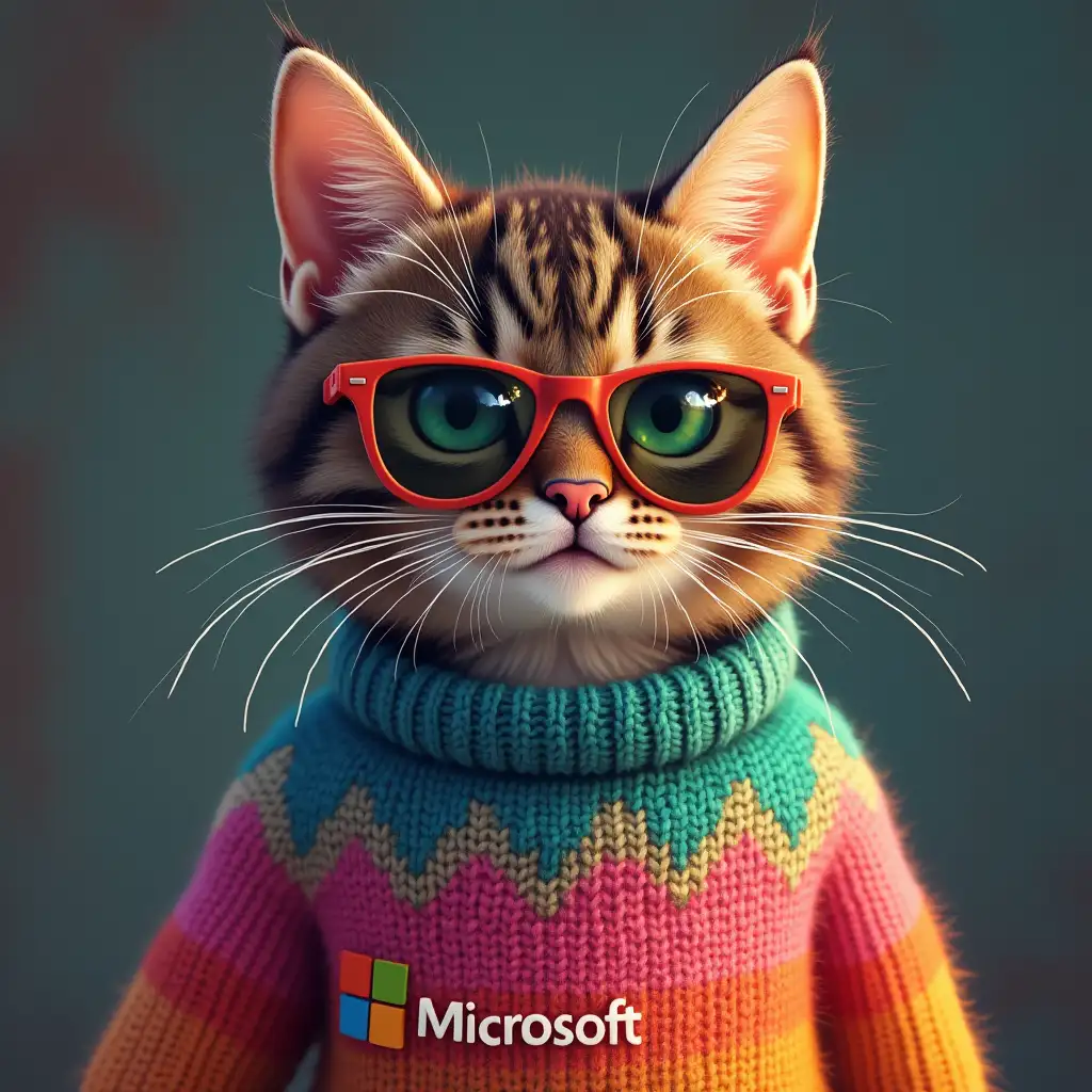 80s-Cute-Tabby-Cat-with-Green-Eyes-in-Microsoft-Jumper-and-Sunglasses