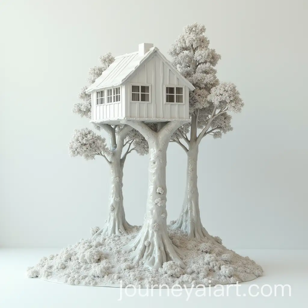 Upside-Down-House-with-Trees-in-a-White-Room