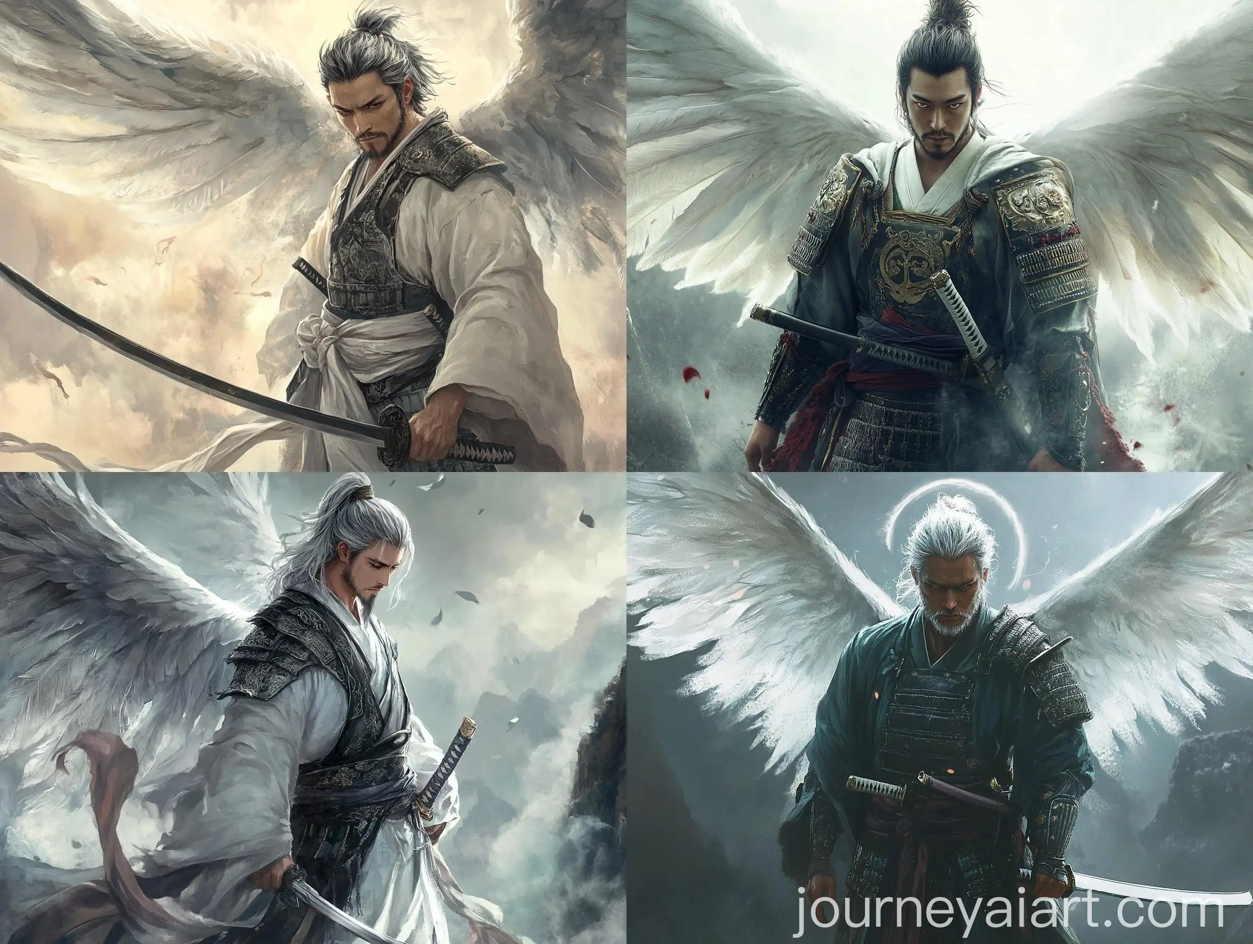 Mysterious-Angel-Samurai-in-Foggy-Mountain-Battle