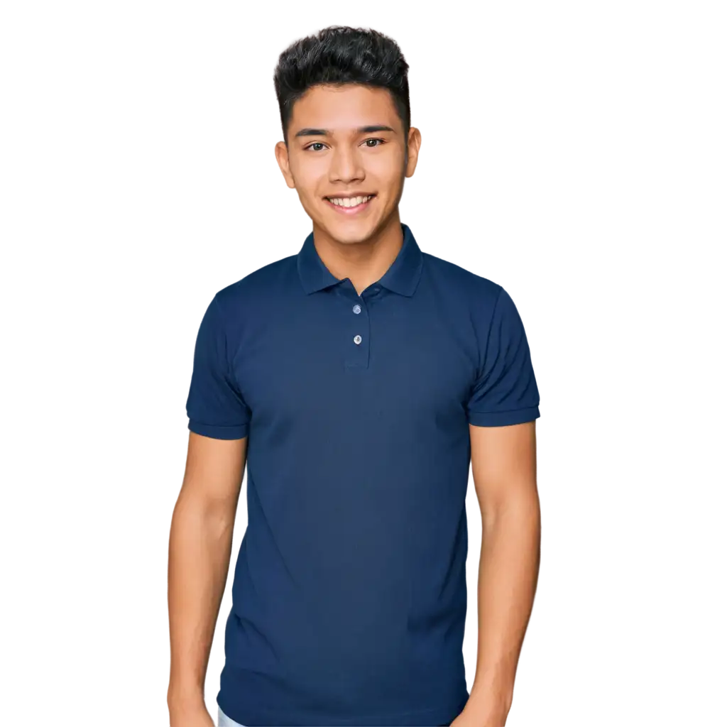 Smiling-Malay-Teenager-in-Navy-Microfiber-Polo-Shirt-with-3-Buttons-PNG-Image-for-Versatile-Use