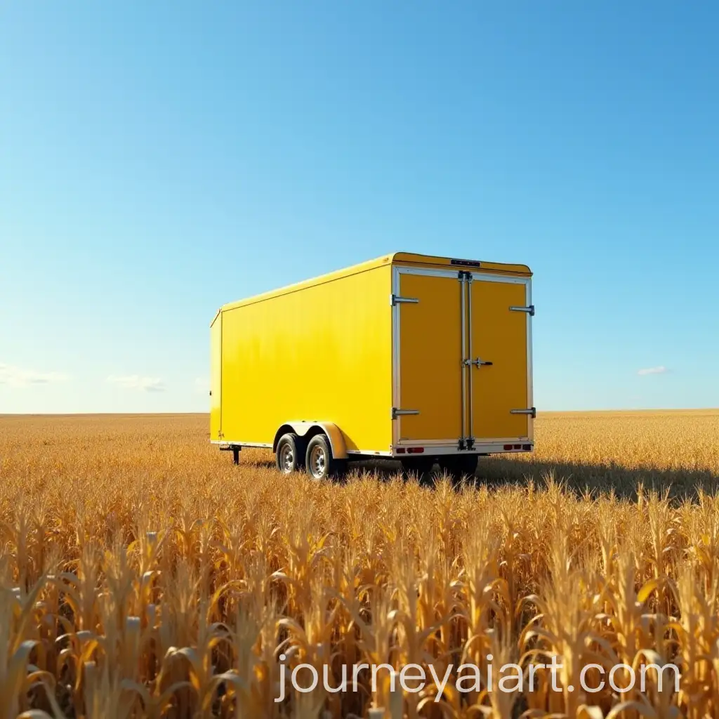 Yellow-STAS-Trailer-in-Cornfield-with-Blue-Sky