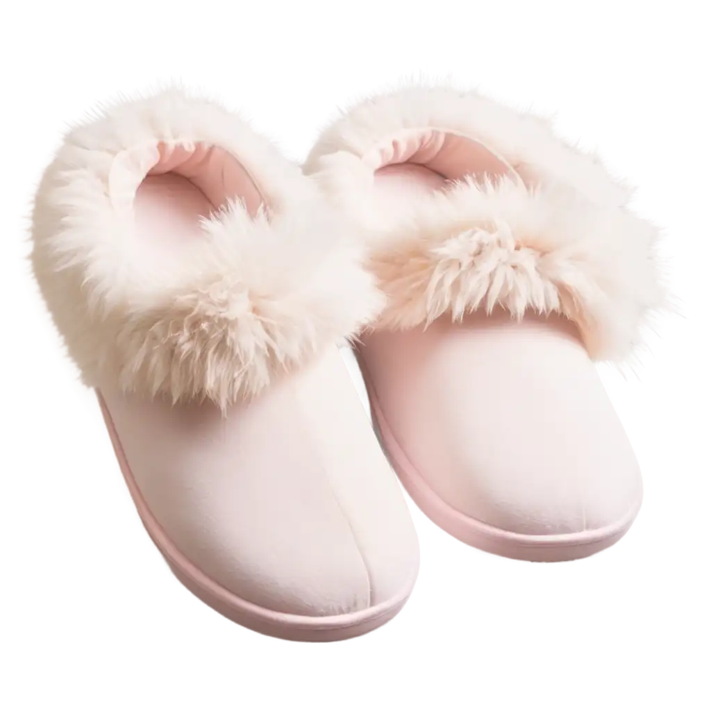 Fluffy-Womens-Slippers-on-White-Fabric-HighQuality-PNG-Image-for-Versatile-Use