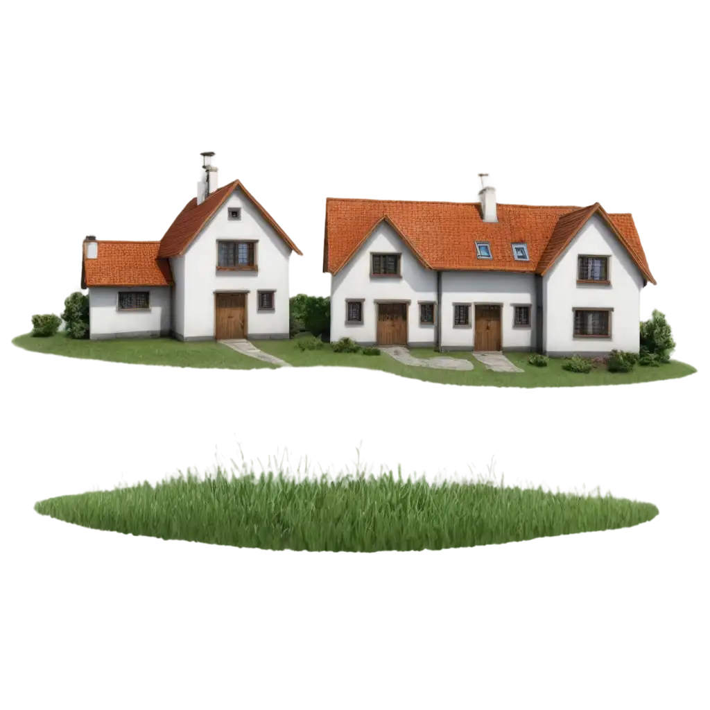 Small-Village-withPNG-Image-Usage-Scenarios-Three-Houses-HighQuality-PNG-Image-for-Versatile-Use