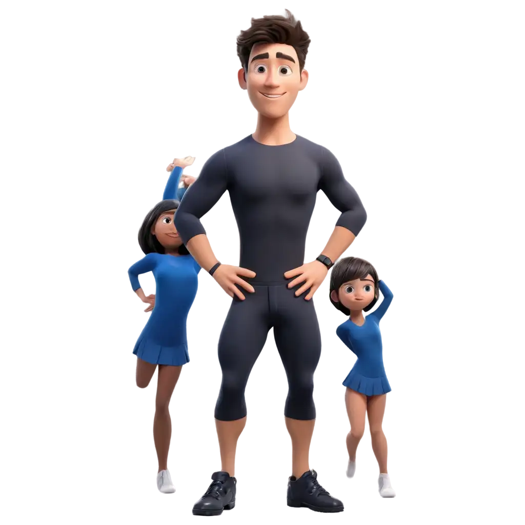 3D-Animation-of-Male-Gymnastics-Teacher-and-Students-PNG-Elevate-Your-Visual-Content