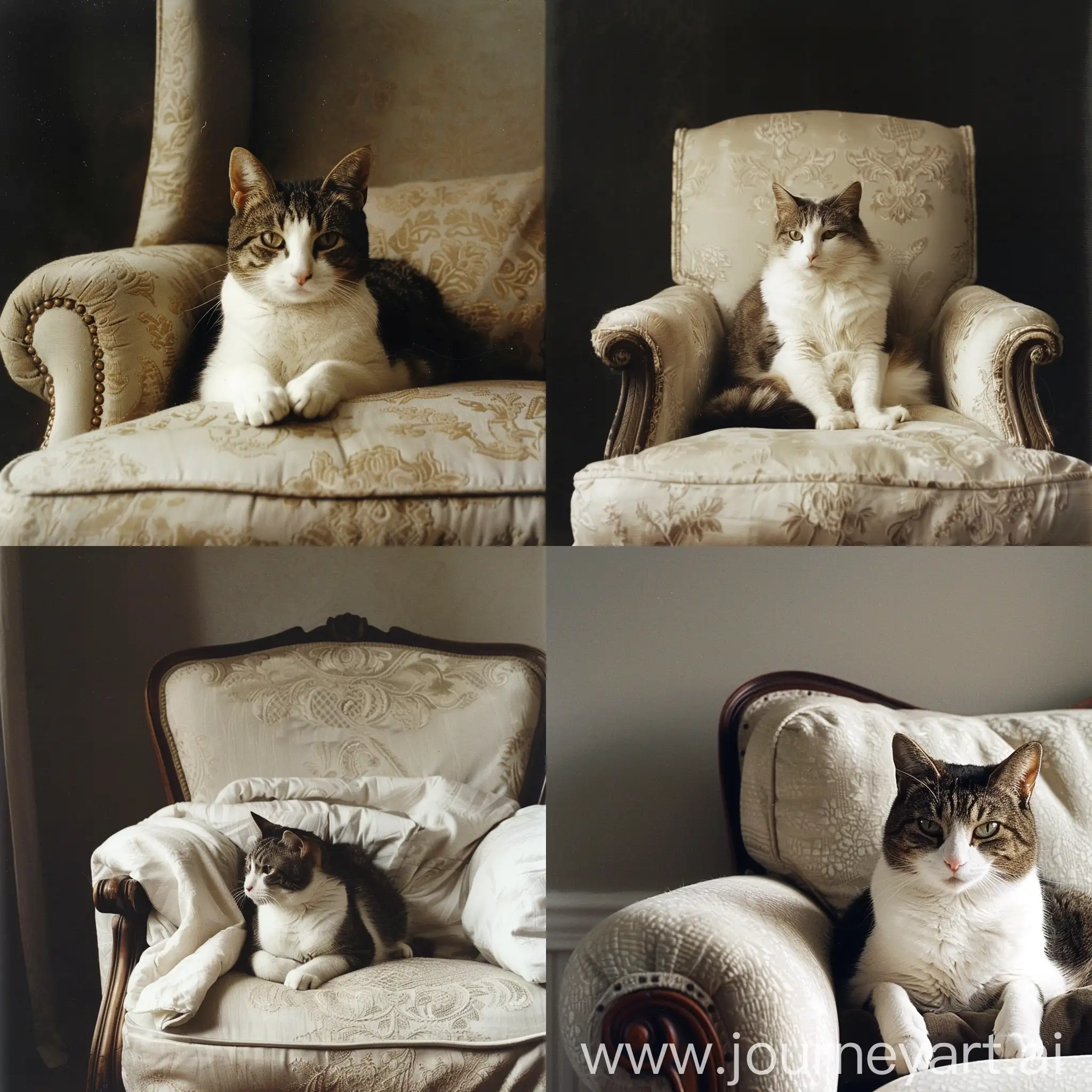 Luxurious-Cat-Sitting-in-Plush-Chair