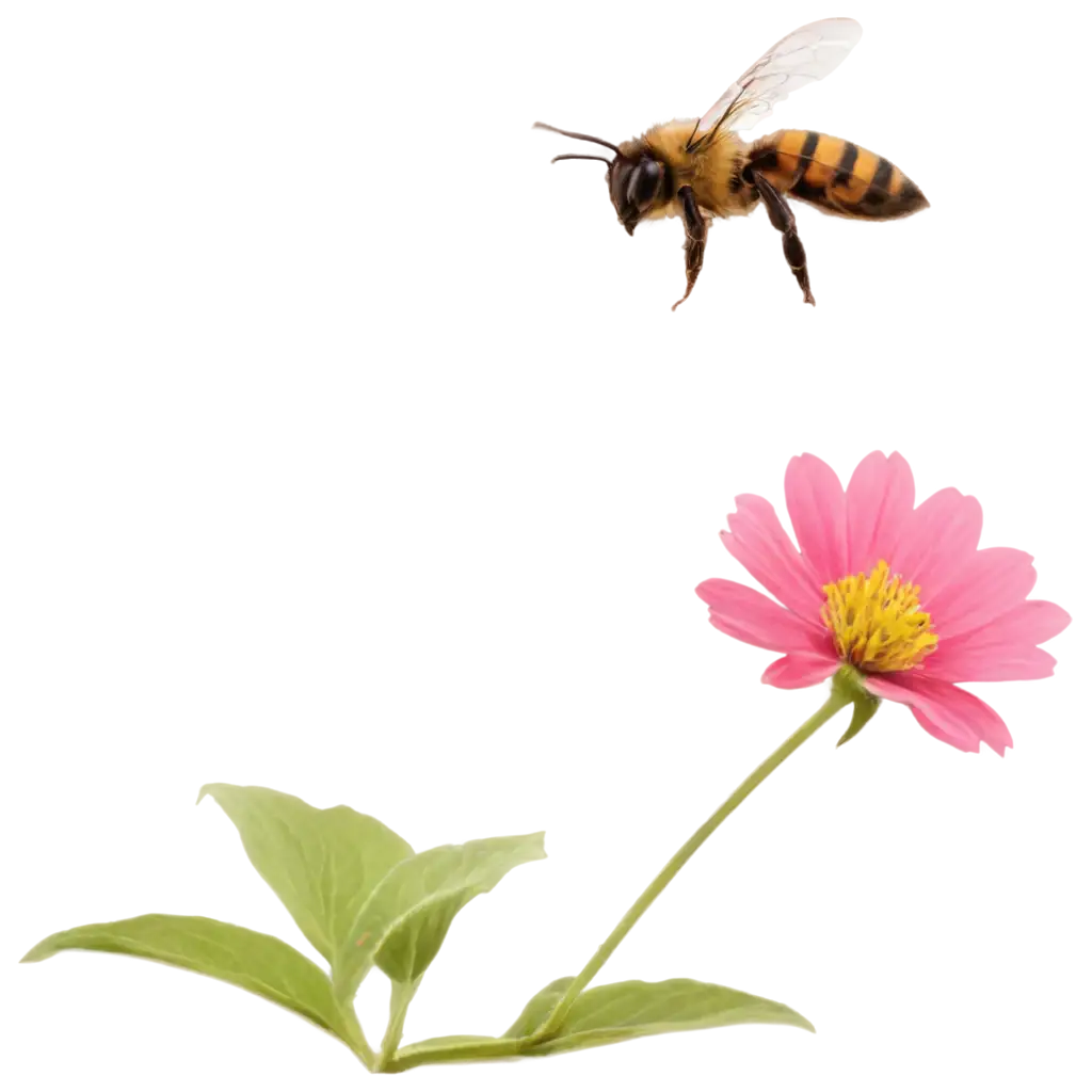 Bee-Flying-to-Flower-PNG-HighQuality-Image-for-Nature-and-Environmental-Designs