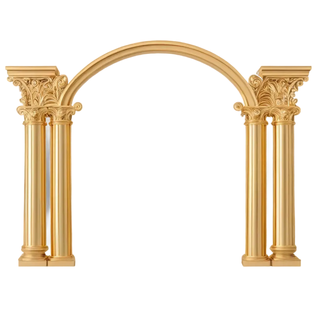 Golden luxury classic arch portal with columns