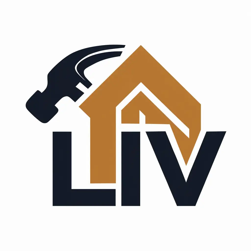 a vector logo design,with the text "LIV", main symbol:construction tools,Moderate,be used in building construction industry,clear background