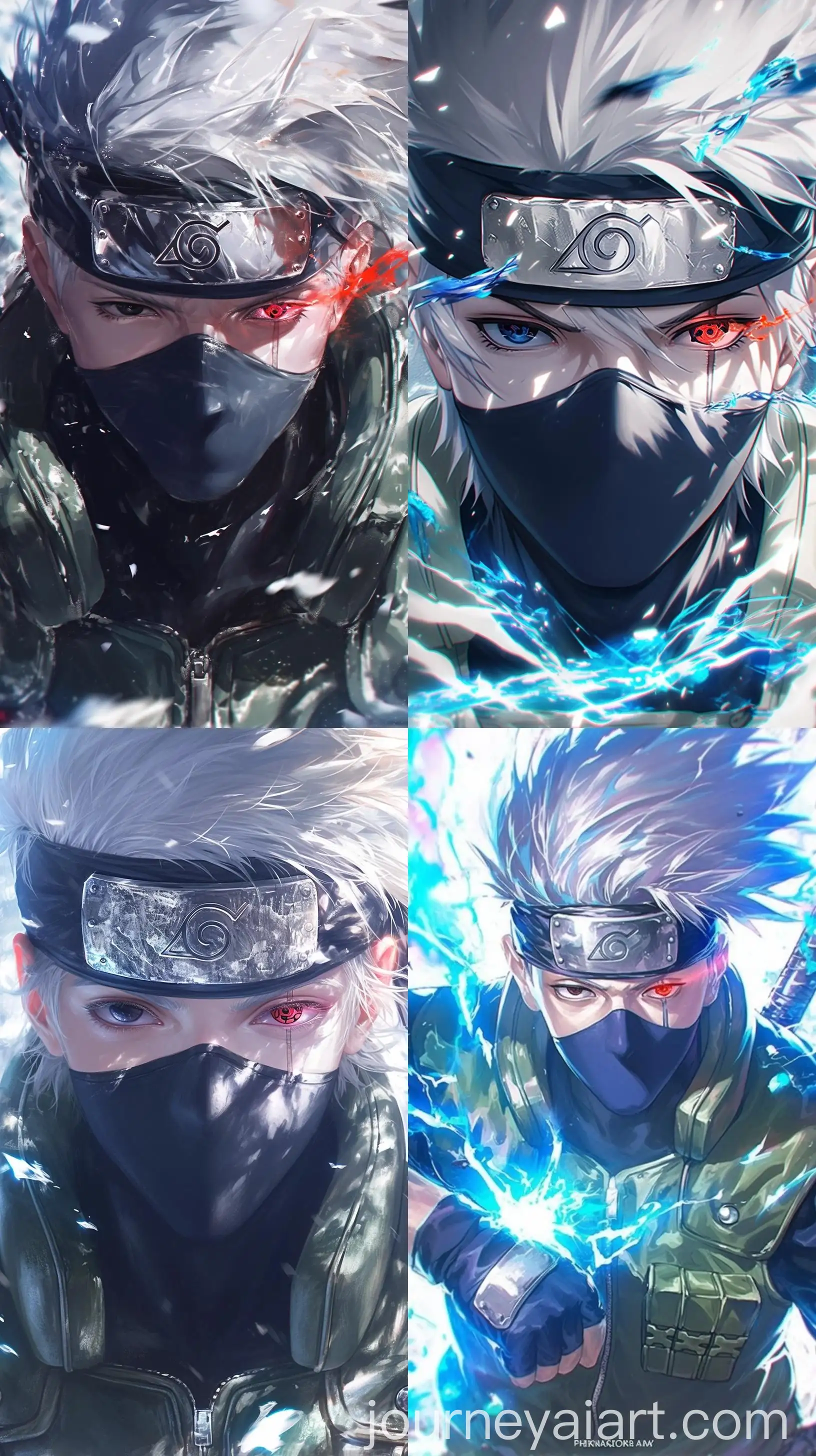 Anime-Wallpaper-Kakashi-Hatake-with-One-Sharingan-Eye-in-Snow-White-Hair