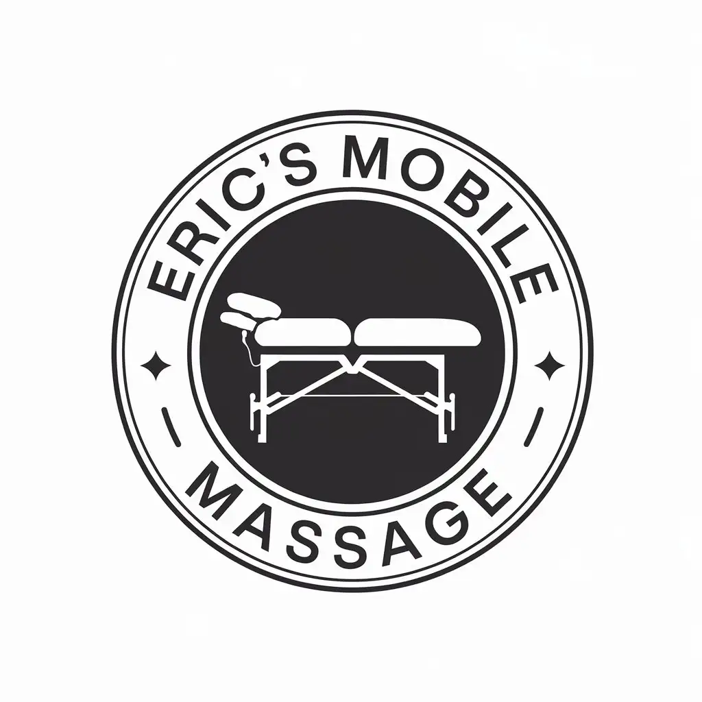 LOGO Design for Erics Mobile Massage Vector with Massage Table Symbol for Medical Dental Industry