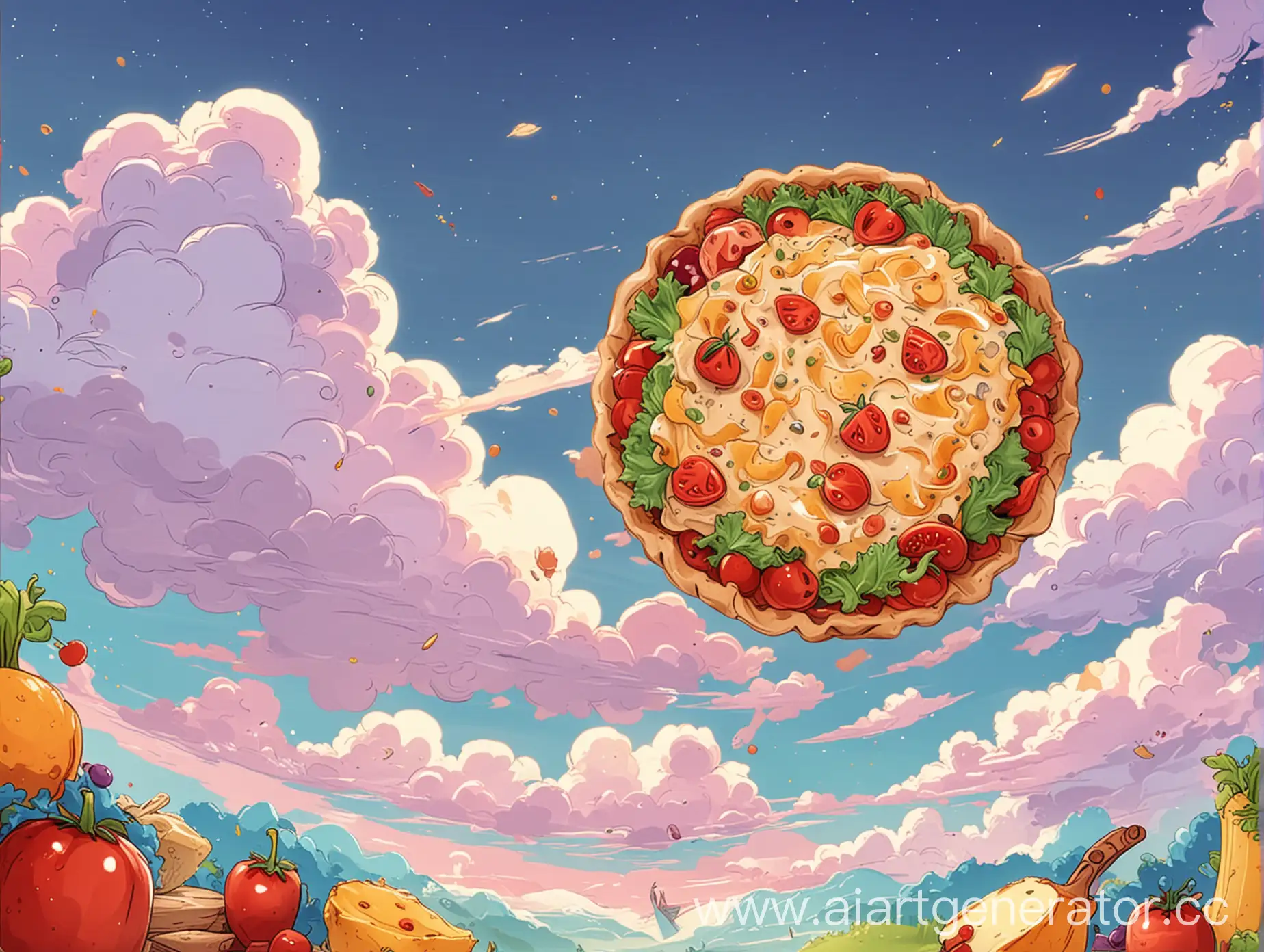 Cartoon-Sky-Background-with-Tender-Food-HighQuality-Imagery