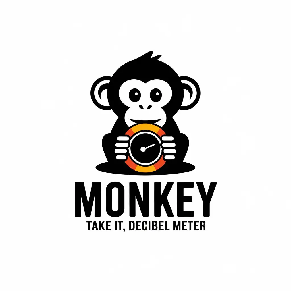 LOGO Design for Monkey Take It Decibel Meter Modern Monkey Decibel Meter Symbol for Technology Industry