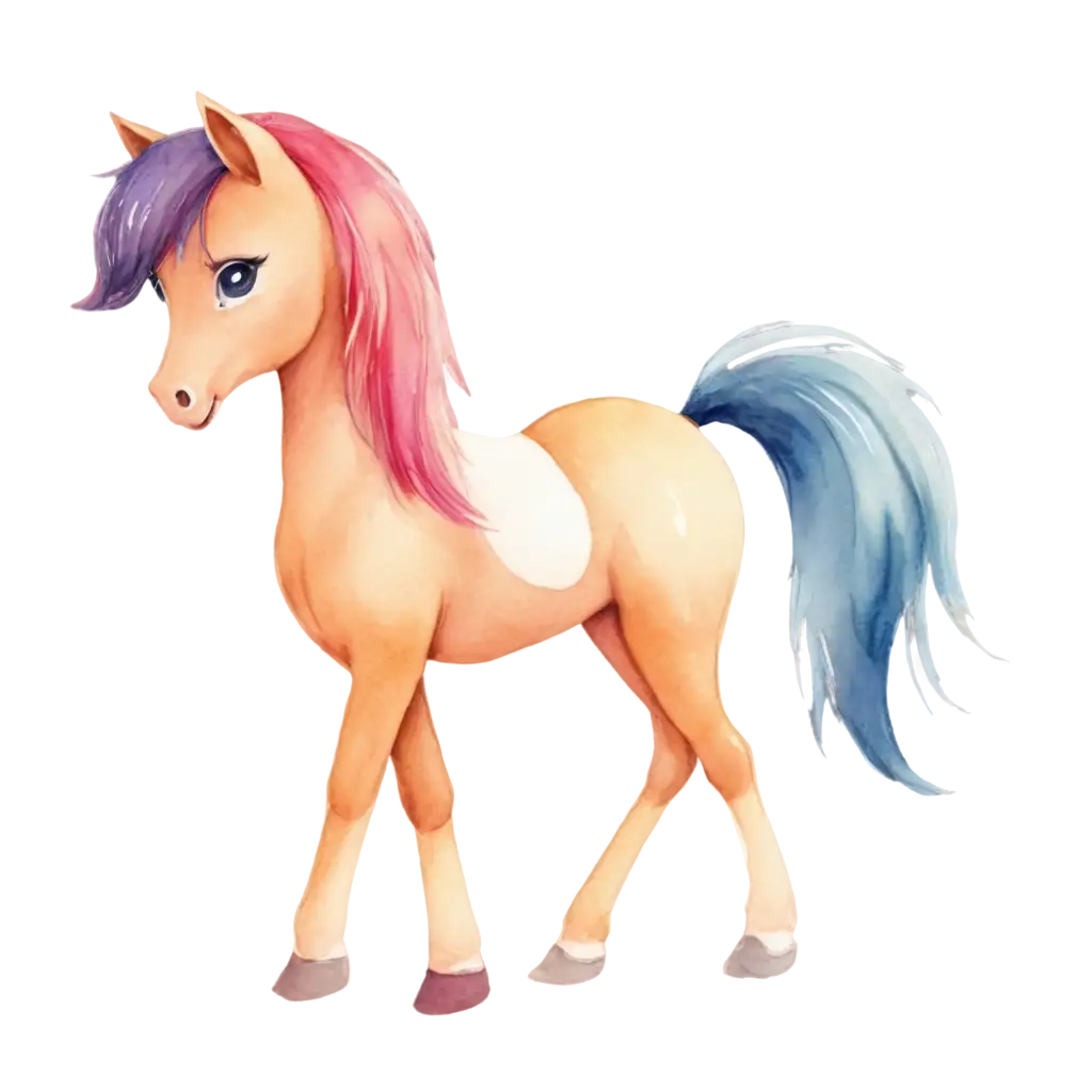 Cute-Watercolor-Pony-Free-PNG-for-Creative-Projects-and-Clipart-Use