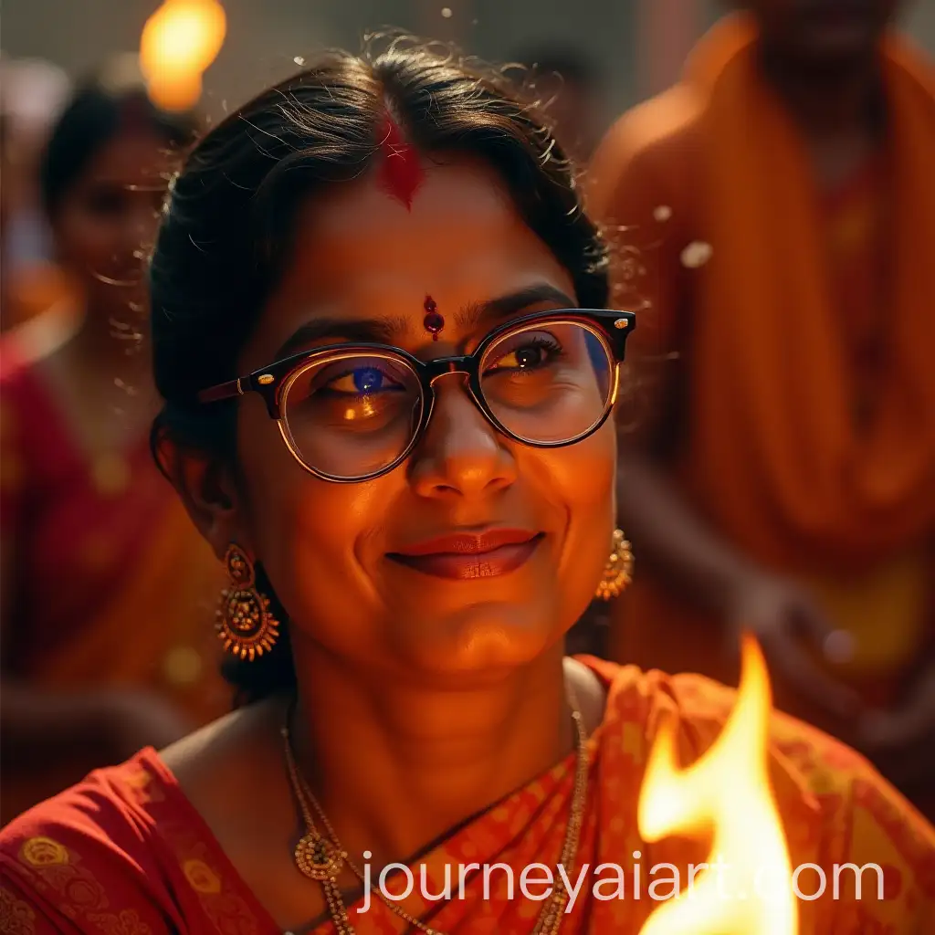 Bihari-Woman-Performing-Chhat-Puja-in-Spectacles