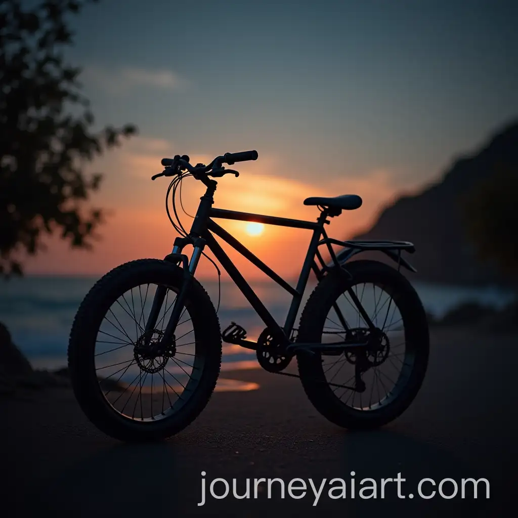 Bicycle-Silhouette-Against-a-Starry-Night-Background