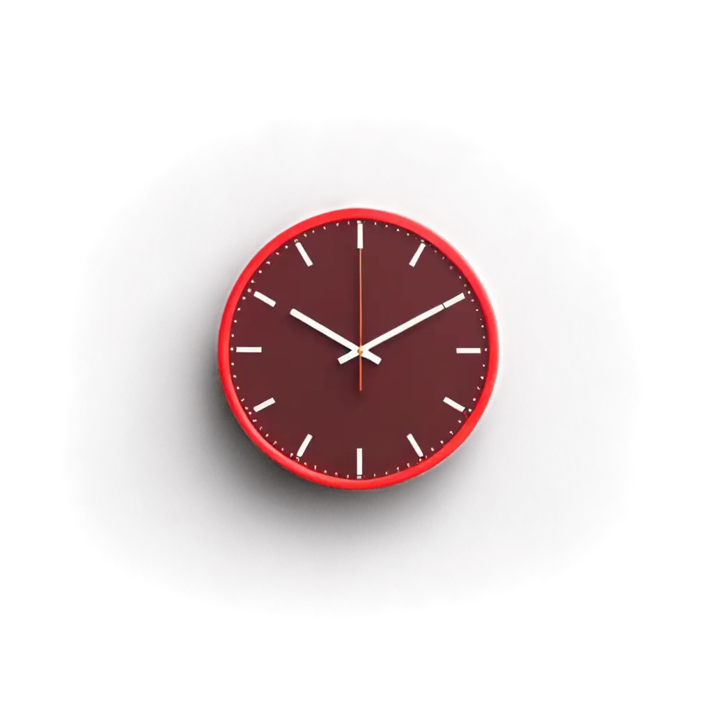 Minimalistic-Red-Clock-PNG-Image-Simple-Design-for-Modern-Timepieces