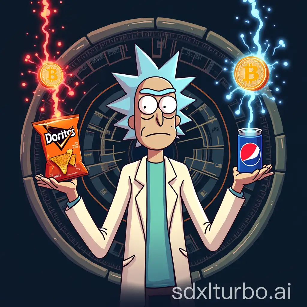 Scientist-in-CERN-Laboratory-Creating-Bitcoin-with-Doritos-and-Pepsi-Energy