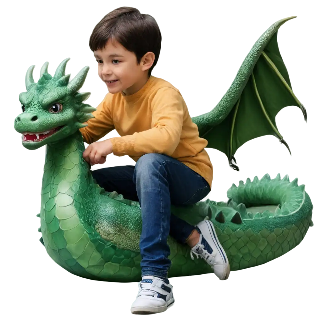 a boy sitting in the dragon