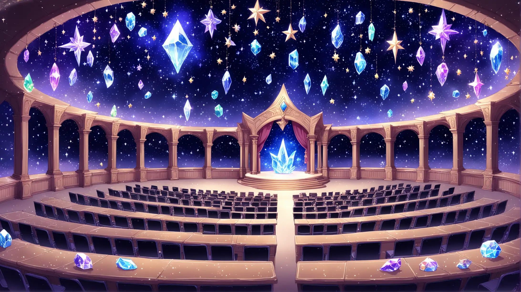 Magic School Amphitheater with Stars and Crystals