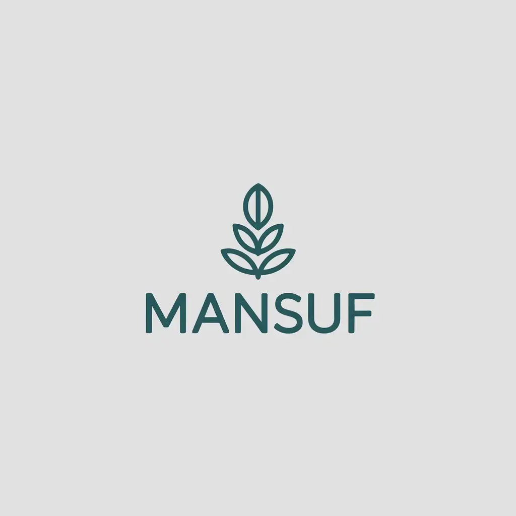 LOGO Design for MANSUF Bold Minimalist Lettering with Herb Icon and Soft Green Brown Colors